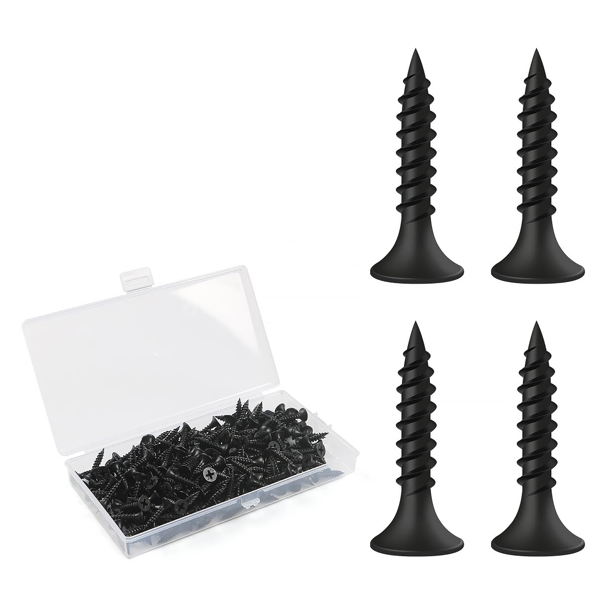 Vis Placo à Fixation Rapide M|5 x 20 mm, 200 Pièces, Vis Phosphatées Noires Tête en Trompette Pour Cloisons Sèches, Meil